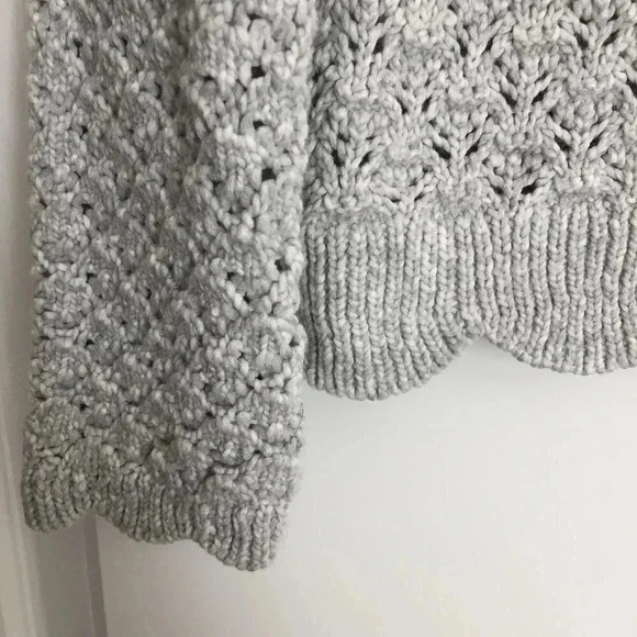 EUC Light Gray Scalloped Hem Sweater - Picture 2 of 4